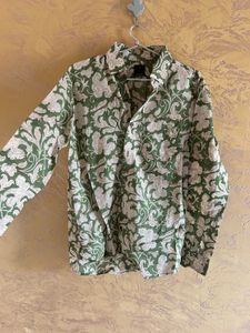 Women Mint Green Floral Block Print Shirt