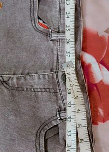 Stylish Grey Jeans with Graphic Print