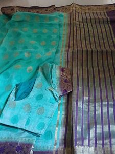 Beautiful Teal Saree with Blouse