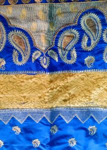 Royal Blue &amp; Gold Women's Saree
