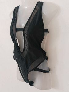 Black Sheer Panel Bodysuit