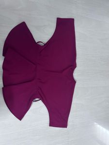 Trendy Maroon V-Neck Short Top