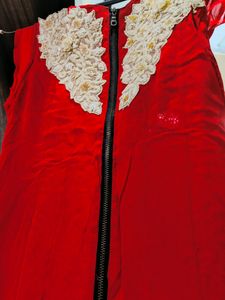 Red Dress with Embellished Collar