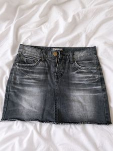 Women's Grey Denim Mini Skirt
