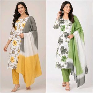 Beautiful Floral Kurta Set with Dupatta