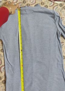 grey Ribbed Mock Neck Top
