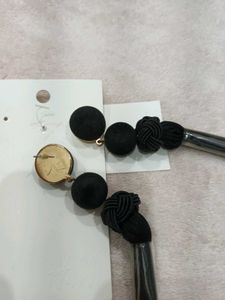 H&amp;M Black Tassel Drop Earrings