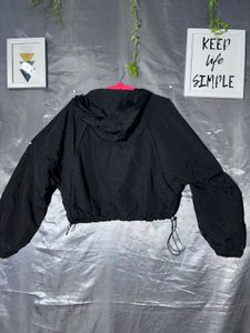 BERSHKA cropped hooded Windbreaker Jacket