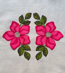 Flower Readymade Rangoli Patches pink green