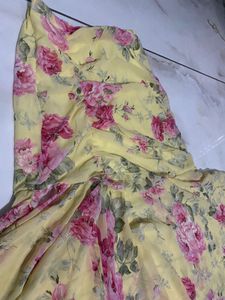 Chic Yellow Floral Puff Sleeve Wrap Top