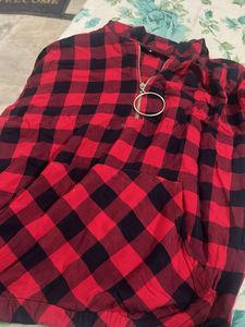 Red & Black Buffalo Plaid Tunic Top