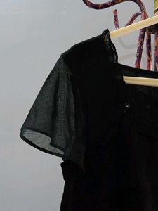 Elegant Black Sheer Sleeve Top