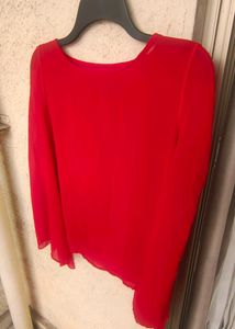 Red Top With Unique Sleeves