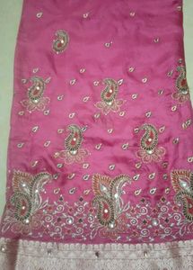 Beautiful Pink Embroidered silk Saree with Blouse