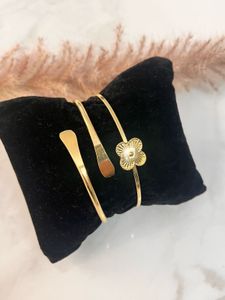 Gold Tone Floral Cuff Bracelet