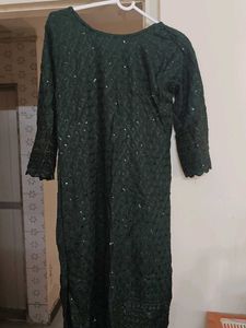 Elegant Emerald Kurta with Sequins