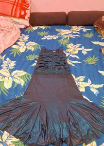 Sparkling Teal Gown with Ruched Bodice