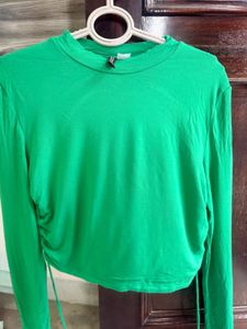 H&amp;M Long Sleeves Tie Back Green Top