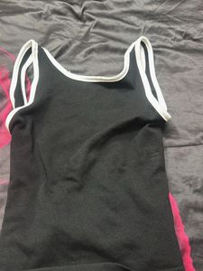 Black Tank Top with White Trim