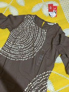 Stylish Brown Kurta with White Print