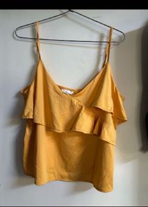Chic Yellow Ruffled Cami Top