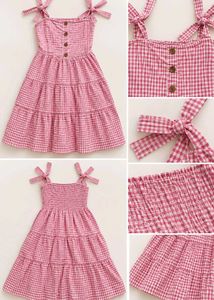 Pink Gingham Checkered Tiered Mini Dress