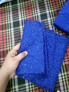 Sparkling Blue Blouse Piece and saree