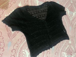 Sheer Black Crochet Knit Top