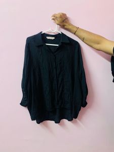 Black Oversized Button-Down Shirt