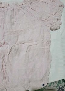 Pink Off-Shoulder Textured Top