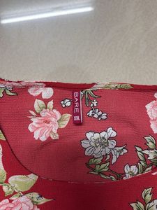 Red Floral Sleeveless Tunic Top