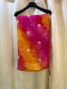 Pink & Yellow Soft Fabric Saree With Blouse