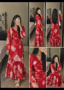 Red Floral Maxi Dress