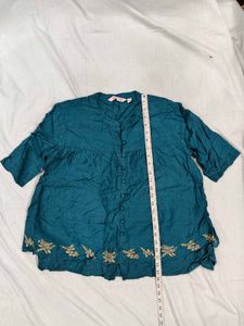 Elegant Teal Embroidered Top