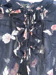 Black Floral Sheer Blouse | top