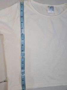 Cream Textured Crop Top