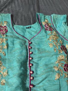Beautiful Teal Embroidered Kurta