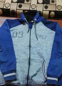 Men's Blue & Grey Zip-Up Hoodie