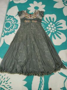 Elegant Grey Anarkali Gown