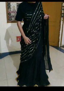 black fishcut designer lehenga