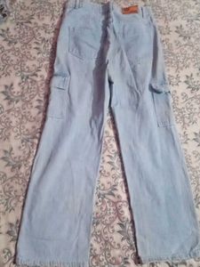 Cargo Wide Leg Jeans &amp; White T-Shirt Set