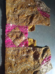 Pink &amp; Gold Embroidered Fabric