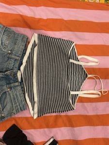 Striped Knit Halter Neck Top