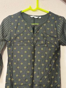 Stylish Grey Kurta with Yellow Print