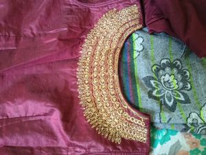 Maroon embroidery gown Set