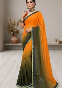 Vibrant Ombre Saree with Embellished Border
