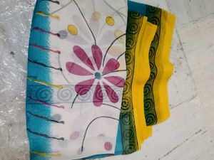Beautiful Blue Saree with Yellow Border