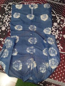 Denim Kurta with White Print