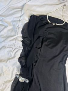 Chic Black Ruffle Mini Dress