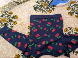 Cute Cherry Print Navy Sweatshirt